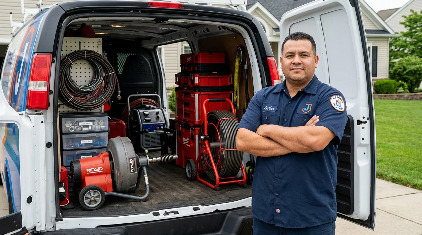 Professional drain cleaning equipment and Johns Plumbing LLC plumber in Grove Hill