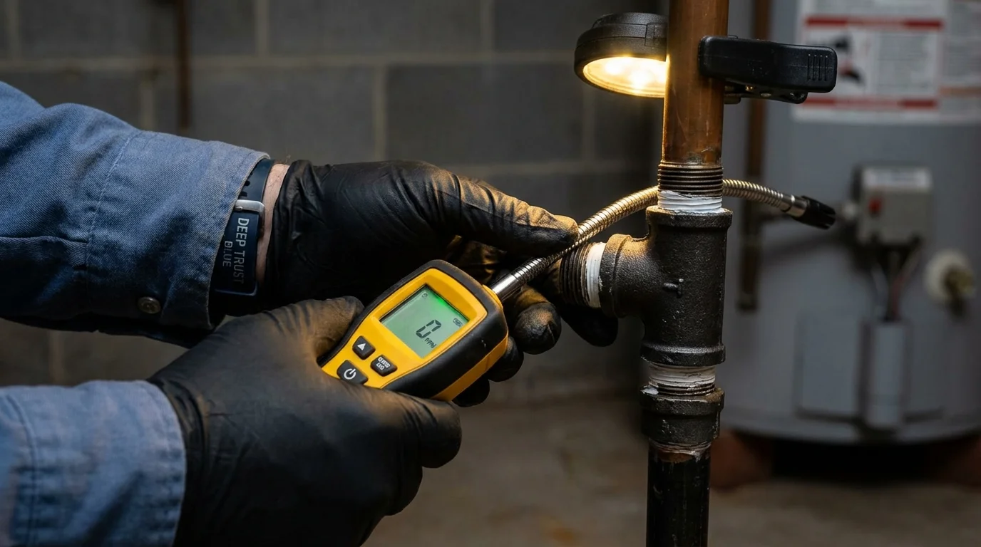 Gas leak detection with electronic sniffer by Johns Plumbing LLC in Grove Hill
